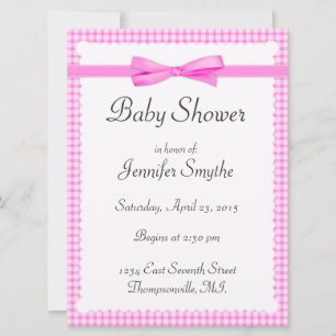 Purple Gingham Baby Shower Invitations