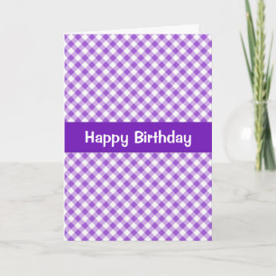 Purple Gingham Birthday Card