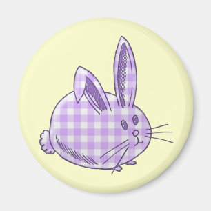 purple gingham bunny magnet