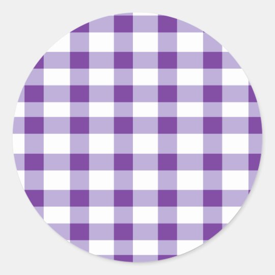 Purple Gingham Classic Round Sticker