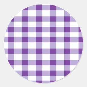 Purple Gingham Classic Round Sticker