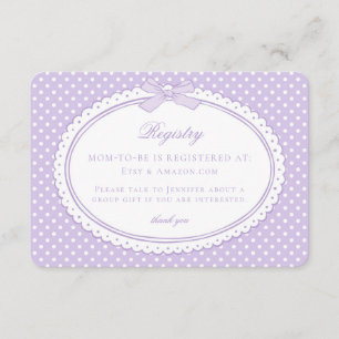 Purple Gingham Coquette Bow Baby Registry Enclosure Card