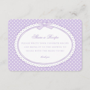 Purple Gingham Coquette Bow Share a Recipe Enclosure Card