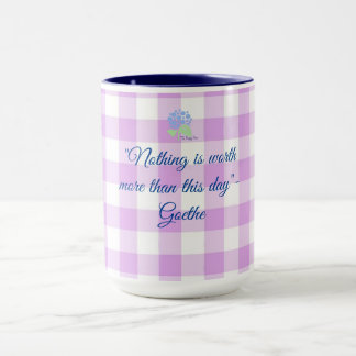 purple gingham Goethe quote  Mug