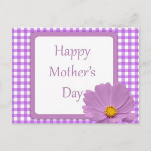 Purple Gingham Mothers Day Postcard