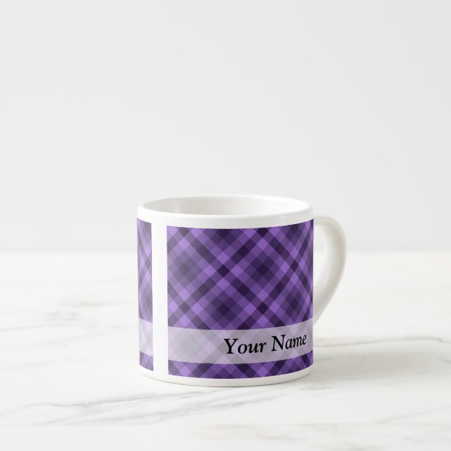Purple gingham pattern espresso cup (Front Right)