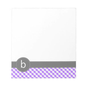Purple Gingham Pattern Monogram Notepad