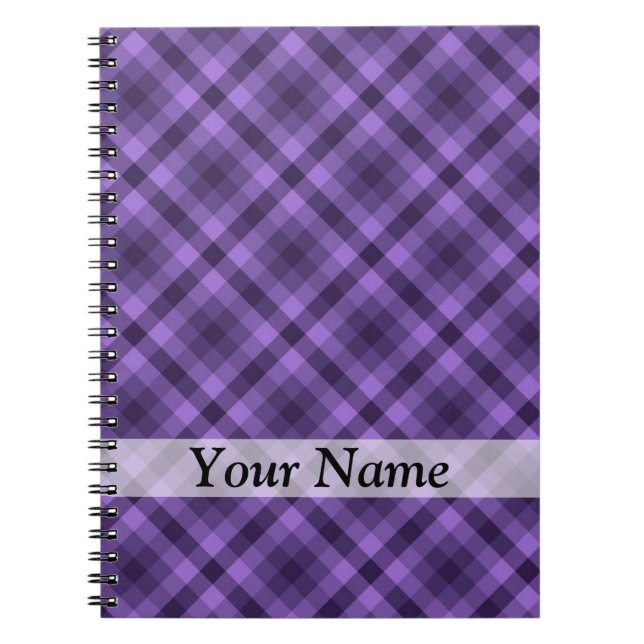 Purple gingham pattern notebook (Front)