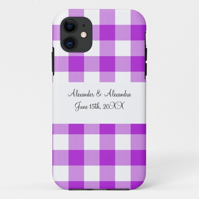 Purple gingham pattern wedding favours Case-Mate iPhone case (Back)