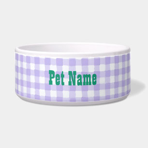 Purple Gingham Personalised Pet Name - Customised 