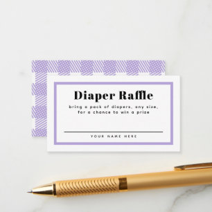 Purple Gingham Plaid Baby Shower Diaper Raffle Enclosure Card