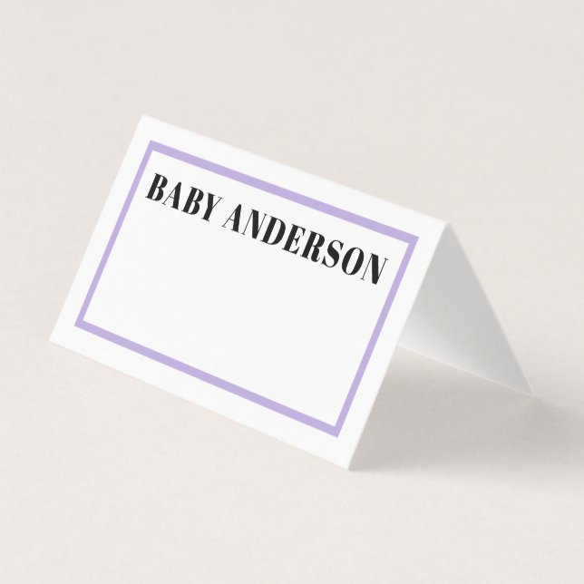 Purple Gingham Plaid Baby Shower Table Sign (Front)