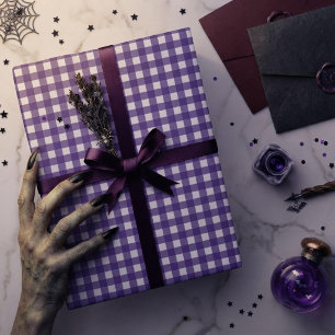 Purple Gingham Plaid Check Wrapping Paper