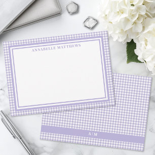 Purple Gingham Plaid Personalised Card