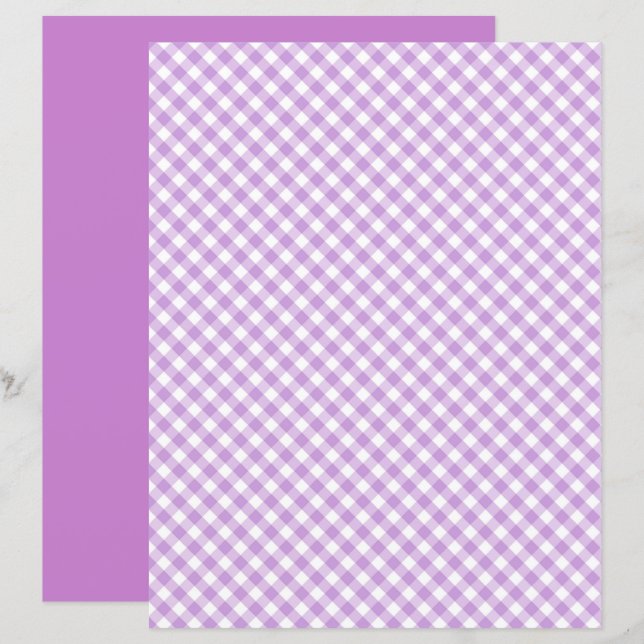 Purple Gingham Scrapbook Paper (Front/Back)