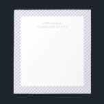 Purple gingham sweet simple personalised kids notepad<br><div class="desc">With its cute lilac purple gingham frame, this notepad is the perfect way to send a sweet personalised note. The text reads "a little note from" and includes room for a name, but it can be edited to say anything you'd like. Makes a great stocking stuffer for a little girl...</div>