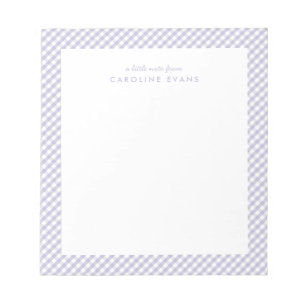 Purple gingham sweet simple personalised kids notepad
