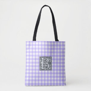purple gingham - tote bag