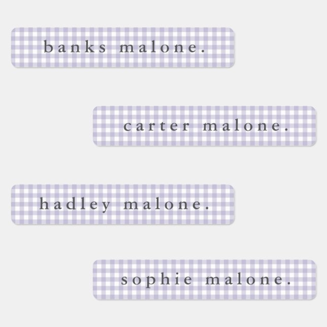 Purple Gingham Waterproof Name (Group)