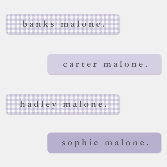 Purple Gingham Waterproof Name (Group)