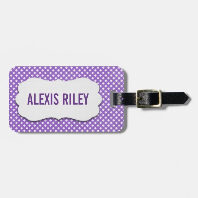 purple gingham with beveled tag (Front Horizontal)