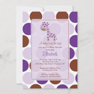 Purple Giraffe Baby Shower Invitation