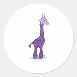 Purple giraffe classic round sticker