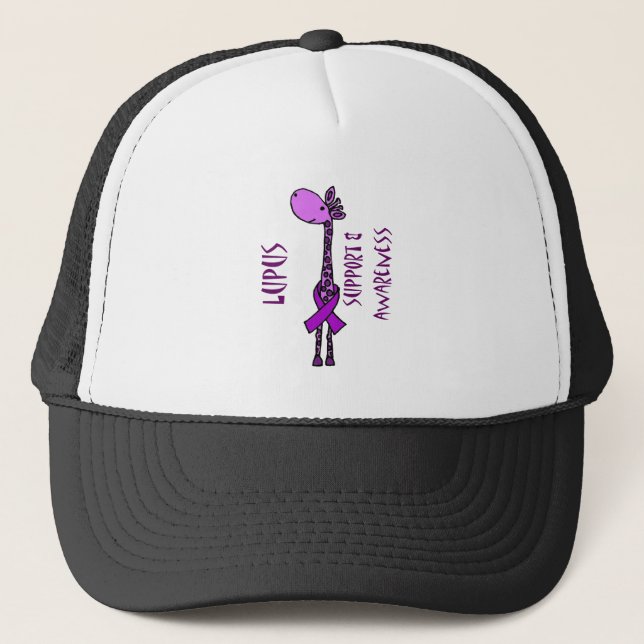 Purple Giraffe for Lupus Support Trucker Hat (Front)