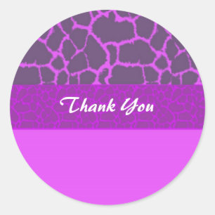 Purple Giraffe Fur Pattern Thank You Classic Round Sticker