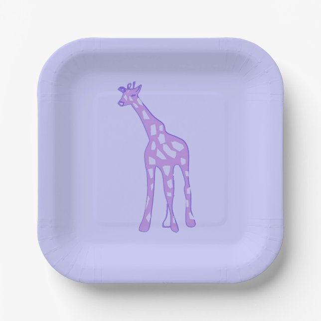 purple giraffe paper plate (Front)