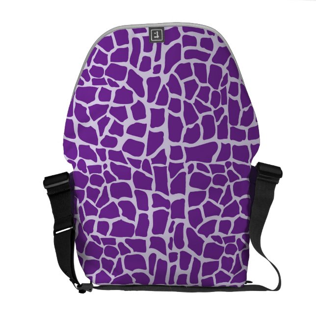 Purple giraffe pattern mosaic courier bag (Back Open)