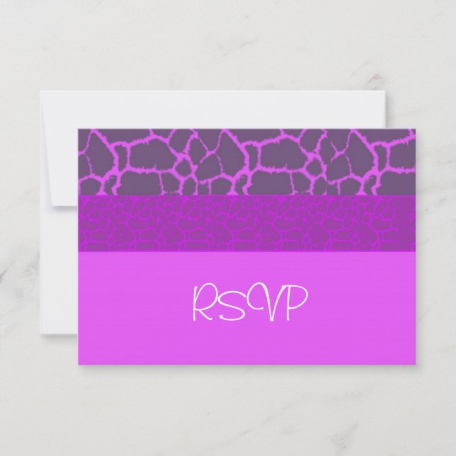 Purple Giraffe Pattern RSVP Card (Front)