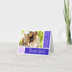 Purple Giraffe Pattern Thank You Card