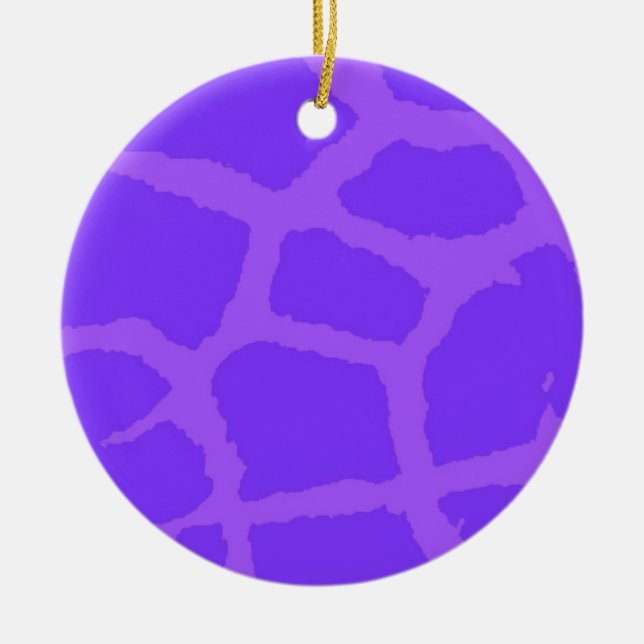 Purple Giraffe Print Ceramic Tree Decoration (Front)