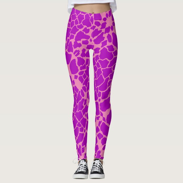 Purple Giraffe Print Leggings (Front)