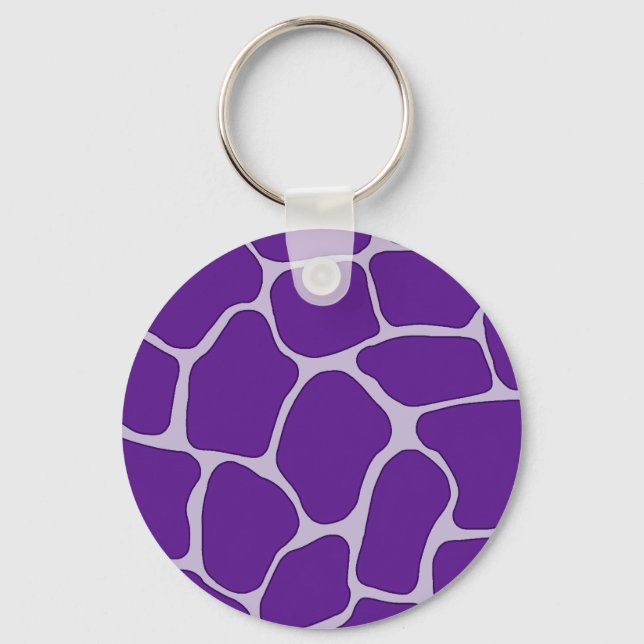 Purple Giraffe Print Pattern Keychain (Front)