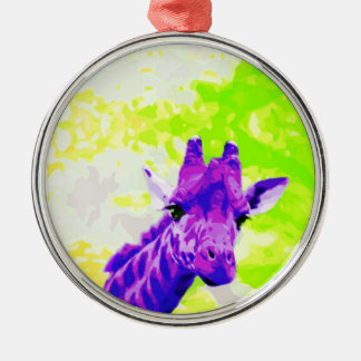 Purple Giraffe Retro Metal Tree Decoration