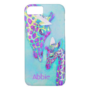 purple giraffes-moma and baby iPhone 8/7 case