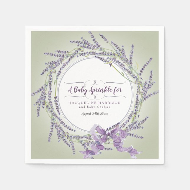Purple Girl Baby Sprinkle Watercolor Lavender Art Napkin (Front)