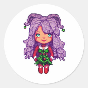 Purple girl classic round sticker