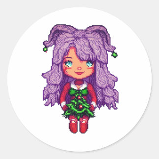 Purple girl classic round sticker
