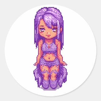Purple girl classic round sticker