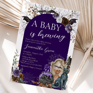 Purple Girl Gothic Halloween Baby Shower Invitation