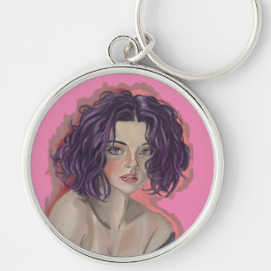 Purple girl key ring