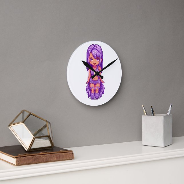 Purple girl  round clock (Office)