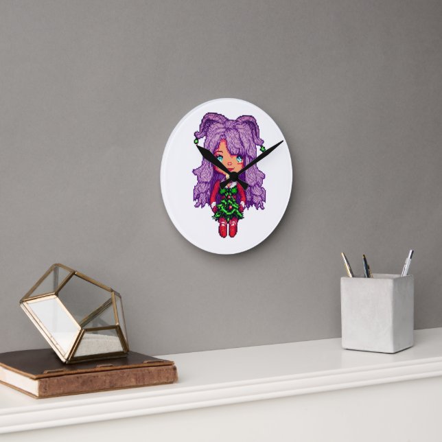 Purple girl   round clock (Office)