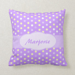 Purple girls name polka dot pillow