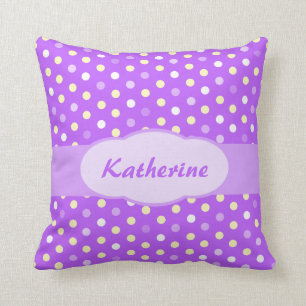 Purple girls name polka dot pillow