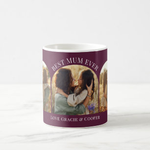 Purple girly elegant arch multi photo best mum coffee mug