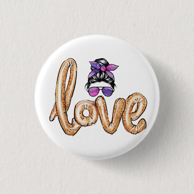 Purple Girly Girl Sunglasses Valentine's Day Love  3 Cm Round Badge (Front)